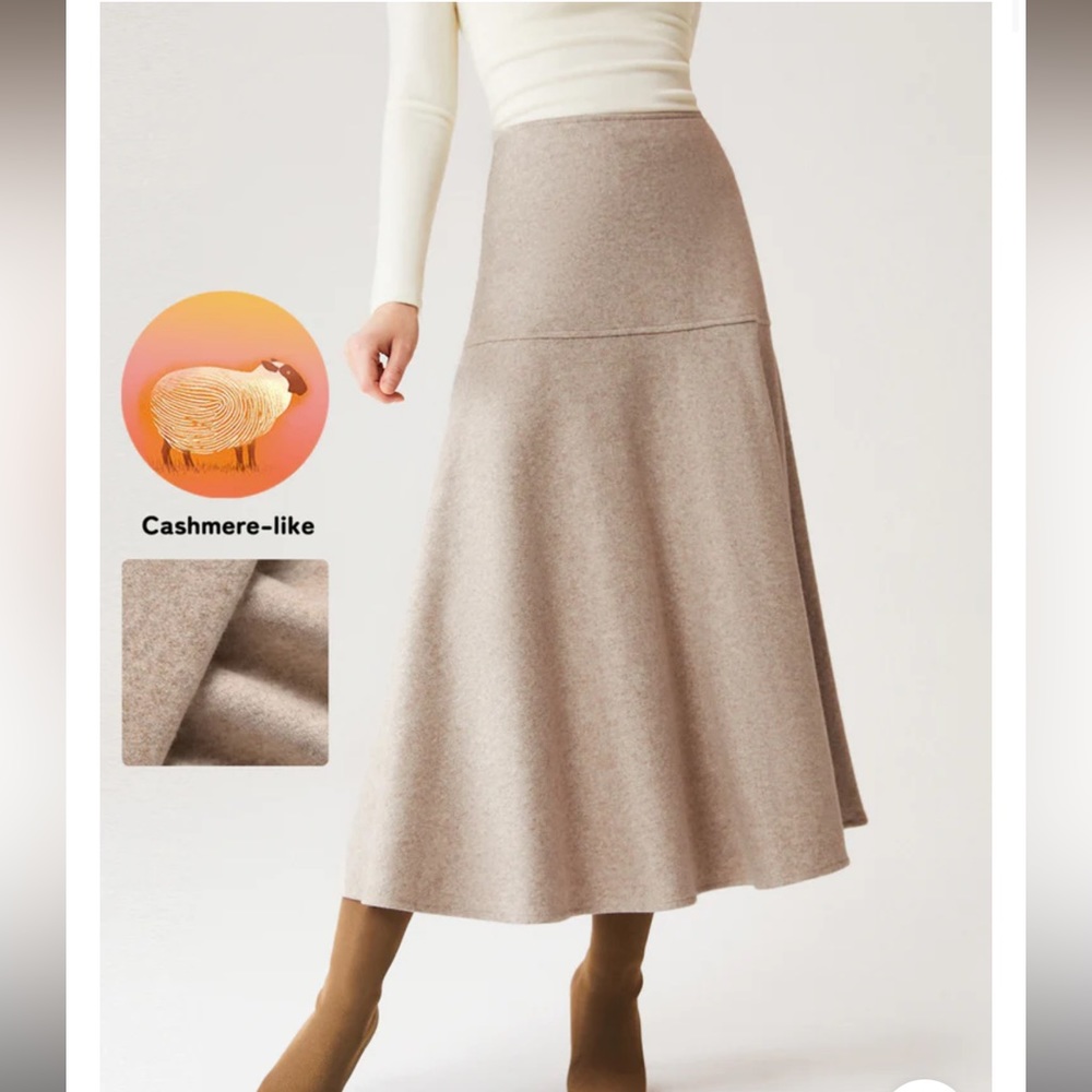 OGL Cashmere-like Flared Maxi Skirt - Picture 2 of 10
